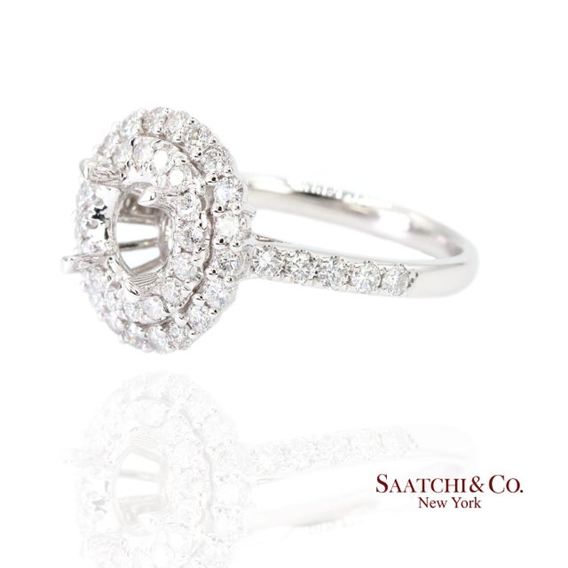 Contemporary Platinum 950 Natural Brilliant Diamond Semi Mount Ring Size 6.5 For Sale - Image 3 of 9