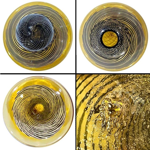 1960's Murano Attributed Latticino Glass Amber/Black Swirl Decanter Trio For Sale - Image 11 of 12