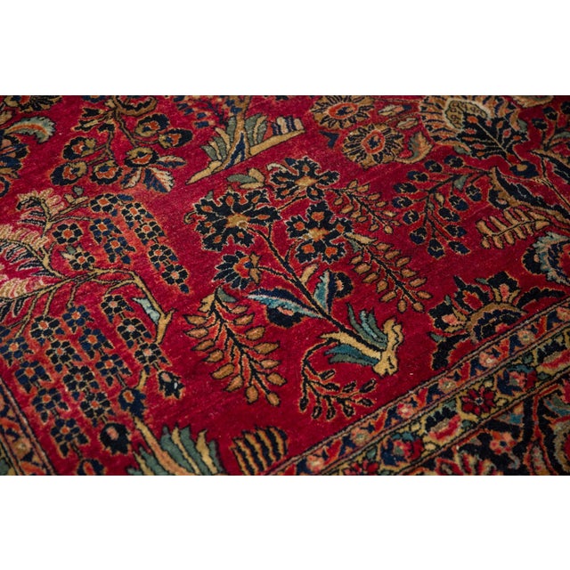 1940s Vintage Persian American Sarouk Floral Wool Carpet For Sale - Image 9 of 12