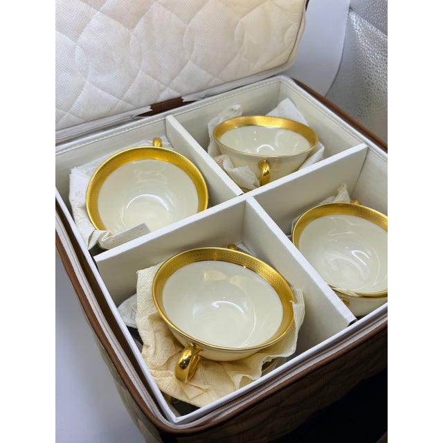 Late 20th Century Vintage Lenox “Lowell” Ivory & Gold Teacups – Set of 15, Usa, Mid-Century Elegance For Sale - Image 5 of 6