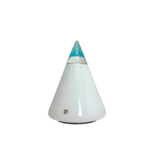 Vintage Cone Pyramid Table Lamp in White and Blue Murano Glass by Giusto Toso for Leucos, 1970s For Sale - Image 12 of 12