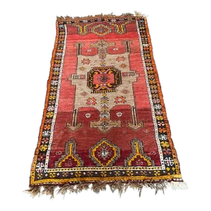 Vintage 1920s Red Tribal Anatolian Rug