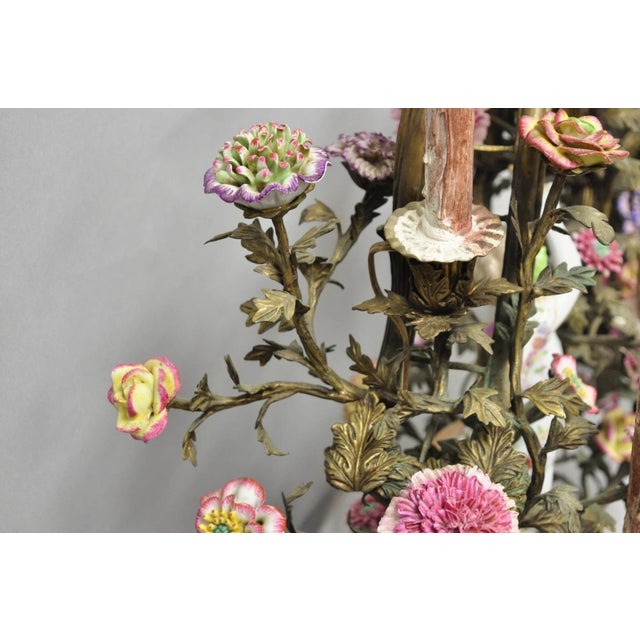 Late 20th Century French Louis XV Repro Bronze & Porcelain Candelabra Lamps by United Wilson, Pair For Sale - Image 11 of 18