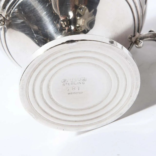 1940s Art Deco Sterling Sculptural Streamlined Handled Sugar & Creamer - A Pair For Sale - Image 9 of 13