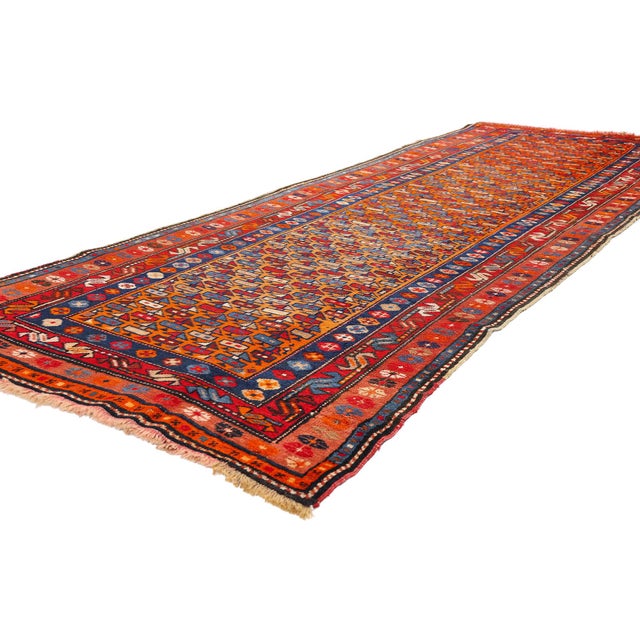 79568 Antique Caucasian Shirvan Rug Runner, 03'04 x 09'05. A Shirvan Boteh: Late 19th Century Caucasian Masterpiece of...
