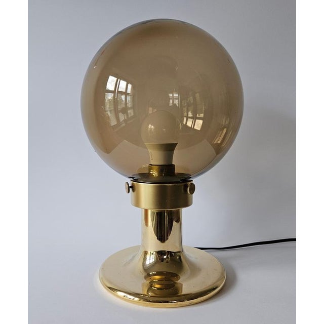 Very Midcentury Large Table Brass Lamp, Switzerland, 1970s For Sale - Image 3 of 12