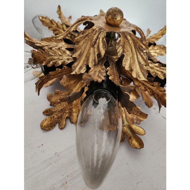 Gold-Plated Six-Light Florentine Wall Lamp, 1960s For Sale - Image 12 of 18