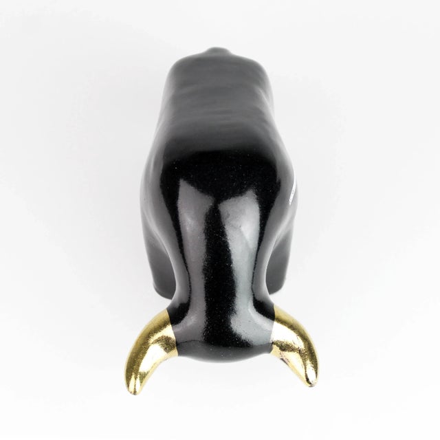 Ceramic Mid-Century Modern Vintage Otto Keramik Ceramic Bull Buffalo Figurine Germany Black For Sale - Image 7 of 12