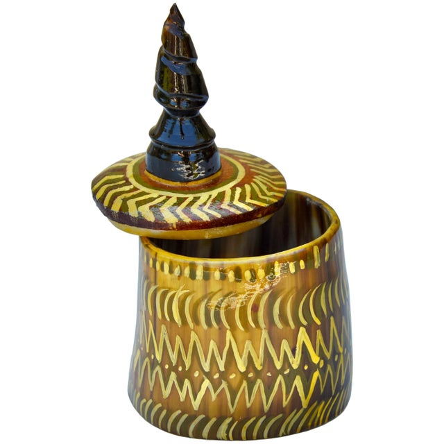 Farmhouse Vintage Handmade West-African Box W/ Natural Horn Hues For Sale - Image 3 of 6