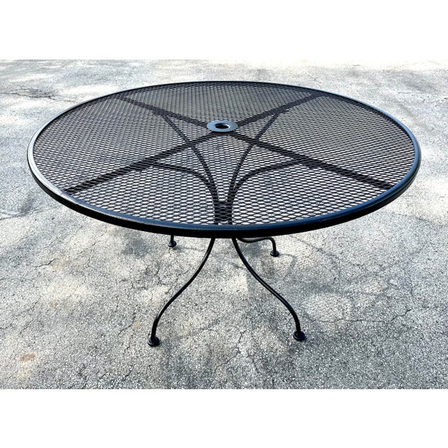 Late 20th Century Sam Blount Wrought Iron Patio Chairs & Dining Table