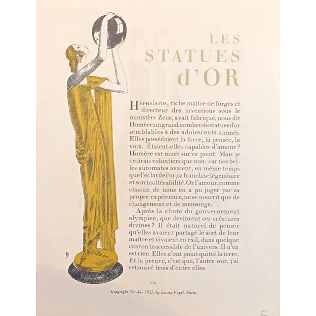 Art Deco Les Statues d'Or Art Deco Prints - A Pair For Sale - Image 3 of 6