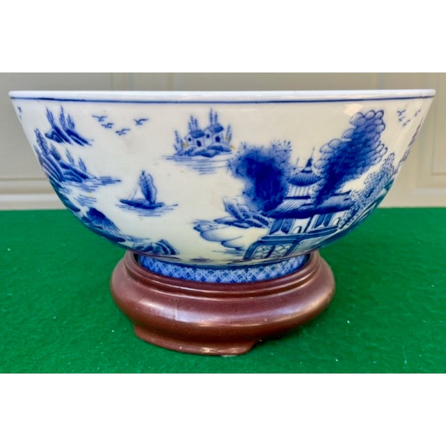 Chinese Pattern Table Bowl With Stand For Sale - Image 4 of 11