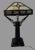 Early 20th Century Mission Arts & Crafts Style Metal Framed Slag Glass Table Lamp With Oak Base For Sale - Image 6 of 12