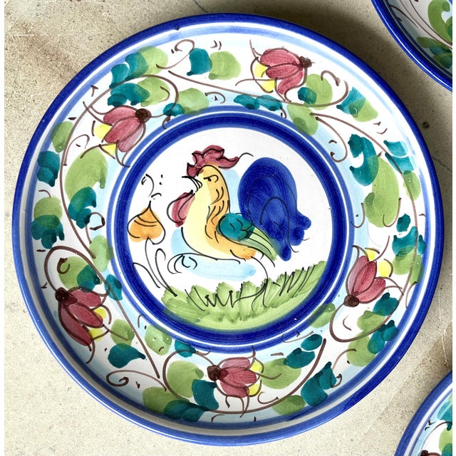 Ceramic Circa 1999 Vietri “Galletto” Collection Hand Painted Ceramic Dessert Plates, Italy – Set of 4 For Sale - Image 7 of 18