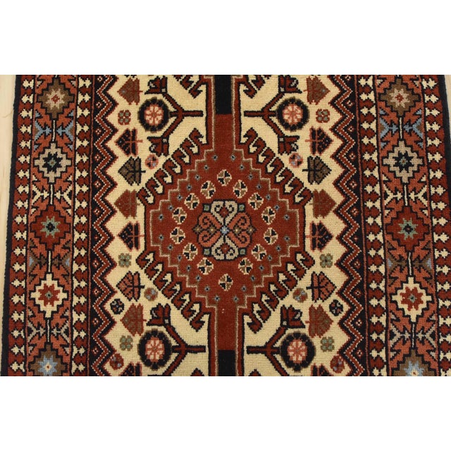 Yalameh Runner 2’1” X 9’3” Ivory Wool Vintage Tribal Hand-Knotted Rug For Sale - Image 9 of 13