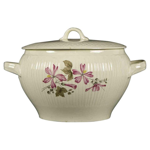Vintage Diamondstone Laveno Floral Porcelain Soup Bowl, Italy For Sale - Image 5 of 5