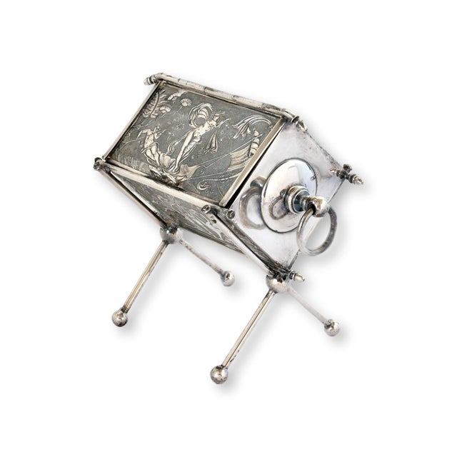 19th Century Antique Silver-Plate Etui Needlework Box For Sale - Image 5 of 6