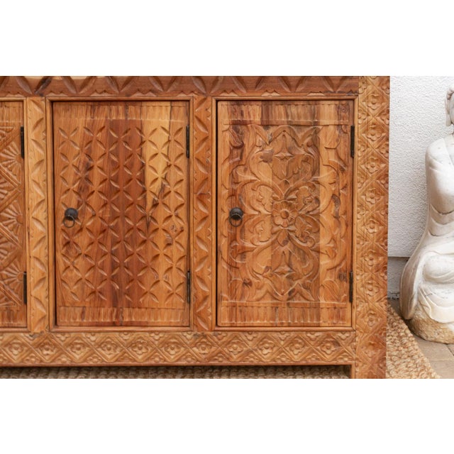 Wood 120" Long Coromandel Coast Carved Sideboard For Sale - Image 7 of 12