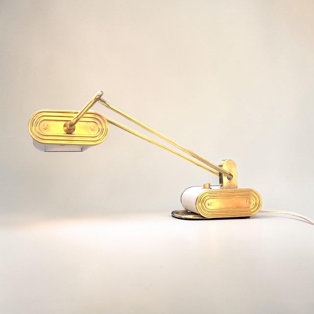 Art Deco Model N71 Table Lamp in Brass by Andre Monique for Jumo, France, 1958 For Sale - Image 3 of 18