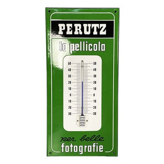 Mid-Century Modern Italian Wall Thermometer in Metal from Perutz, 1950s For Sale