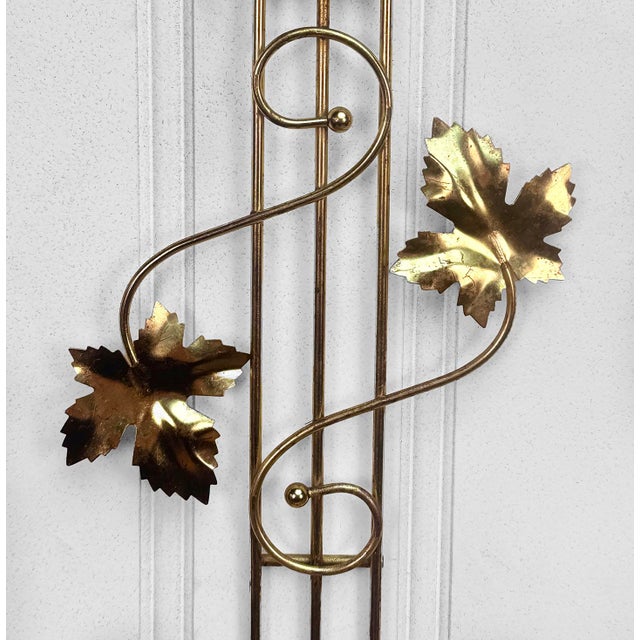 Mid 20th Century Mid-Century Golden Foliage Wall Hanging Candle Sconces - a Pair For Sale - Image 5 of 8
