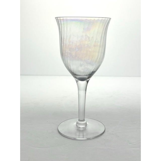 Vintage Mid-Century Modern Lustre Iridescent Rainbow Pearl Optic Wine Glasses - Set of 5 For Sale - Image 4 of 6