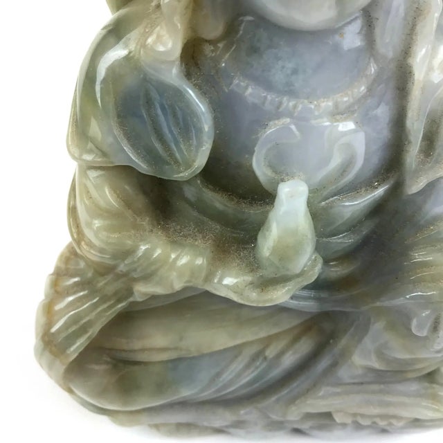 Solid Jade Hand Carved Sitting Goddess For Sale - Image 11 of 12