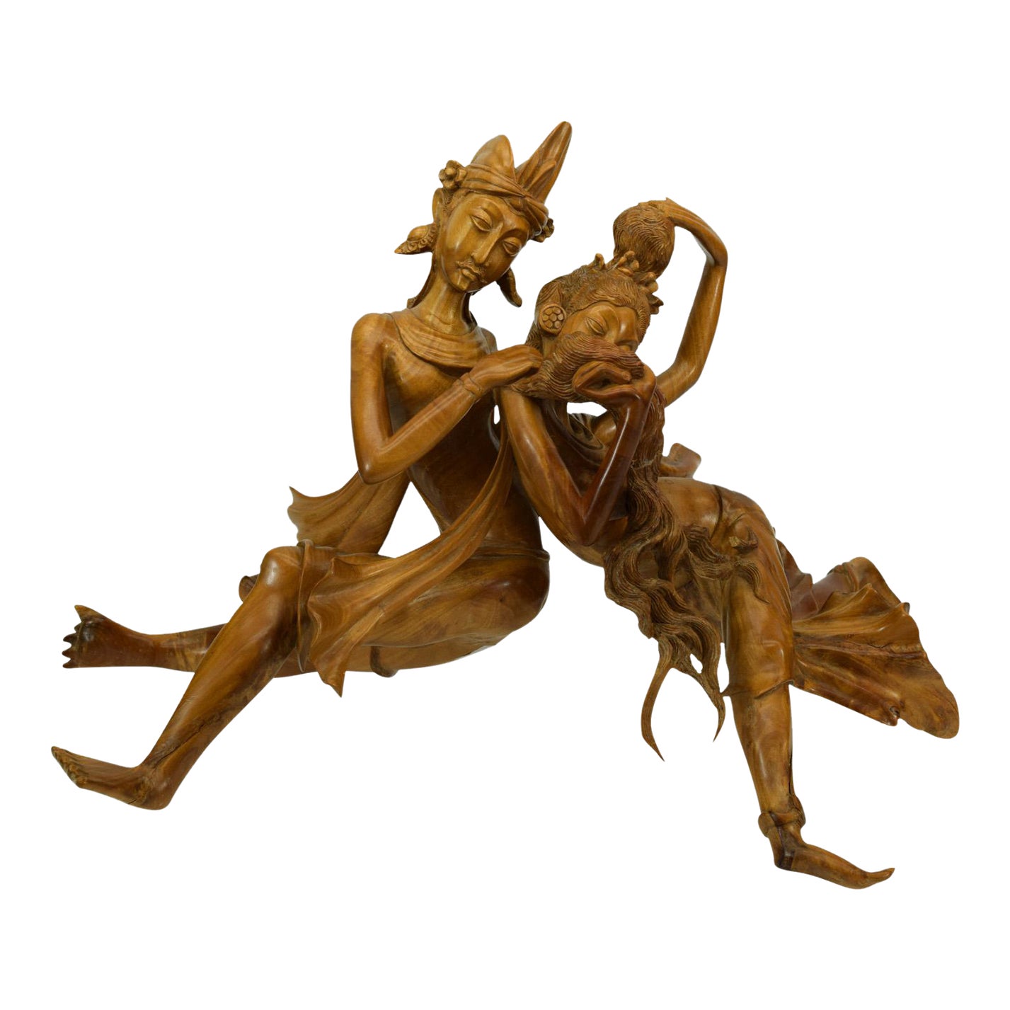 Hand Carved Root Hindu Gods Shiva & Parvati Sculpture Chairish