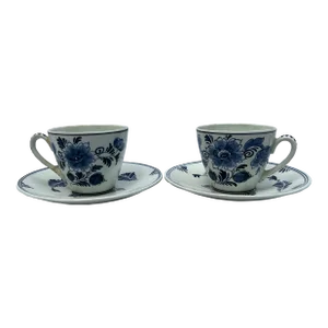 Dutch Delft Teacups and Saucers a Pair