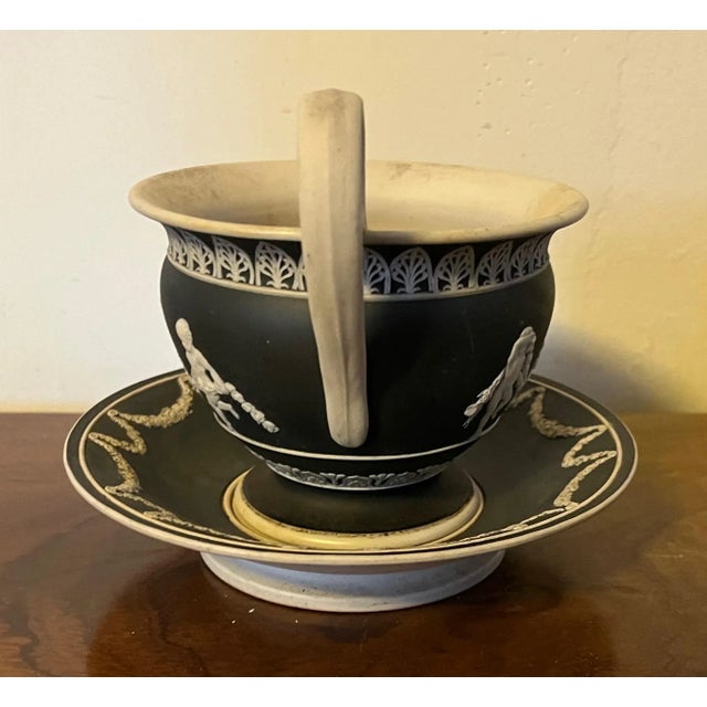 Large Antique Early 19th Century Black Jasperware Cabinet Cup & Saucer For Sale In New York - Image 6 of 13