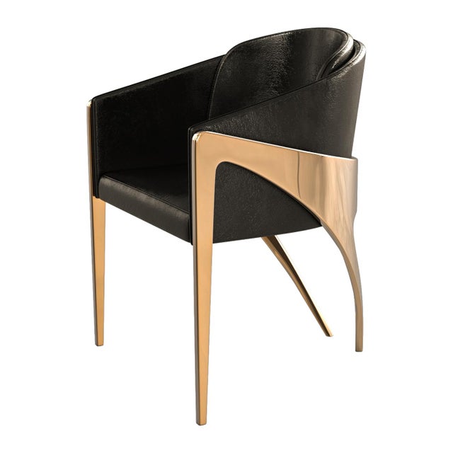 "Amalfi" Chair, With Bronze and Tailor Made Leather For Sale - Image 4 of 8