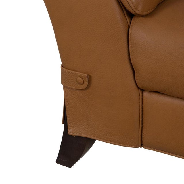 Brown Cognac Leather 2-Seater Sofa and Lounge Chair from Natuzzi, Set of 2 For Sale - Image 8 of 18