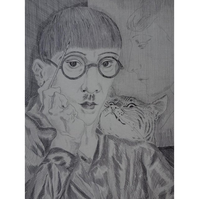Tsuguharu Léonard Foujita, Self-Portrait with Cat, Original Engraving For Sale - Image 4 of 11
