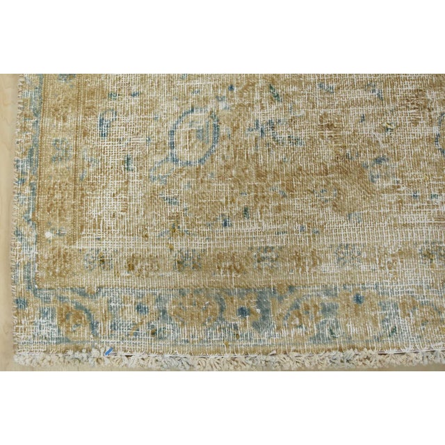 Tabriz Rug 8’10” X 12’2” Beige Wool Vintage Distressed Hand-Knotted Carpet For Sale - Image 12 of 15