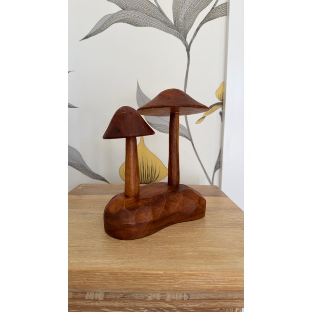 Hand Carved Wooden Mushroom Sculpture For Sale - Image 4 of 4