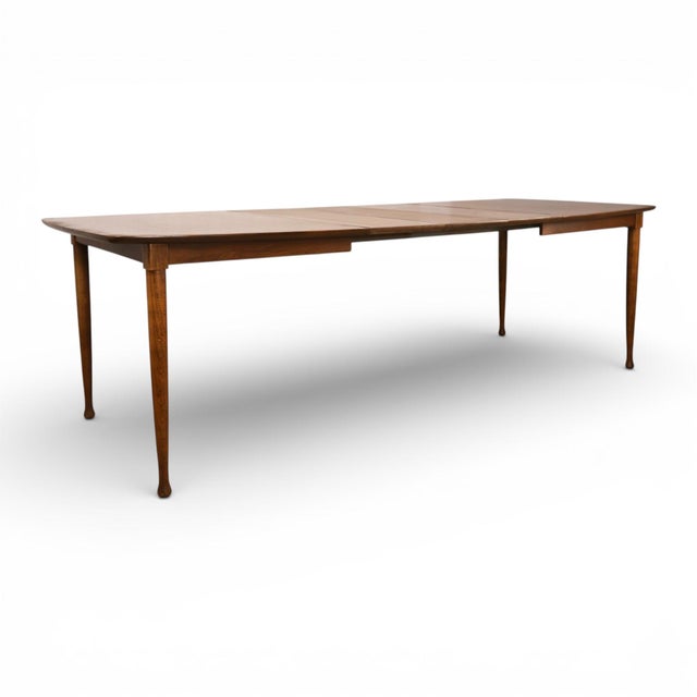 United Furniture Vintage Mid Century Modern Dining Table With 3 Leafs C. 1960s For Sale - Image 9 of 10