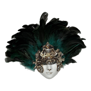 Teal Feather Wall Mask From Venice
