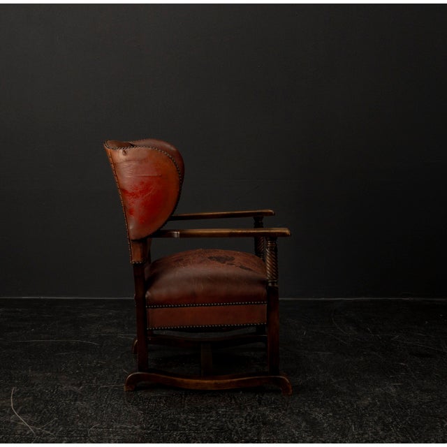 Vintage Leather Chimney Armchair 1920s For Sale - Image 12 of 18