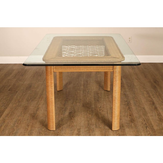 Lexington Henry Link Glass Top Wicker Dining Table For Sale - Image 17 of 18