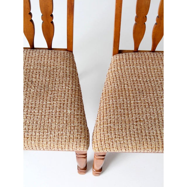 Mid-Century Singer Furniture Wood Dining Chairs With Upholstered Seats Pair For Sale - Image 13 of 15