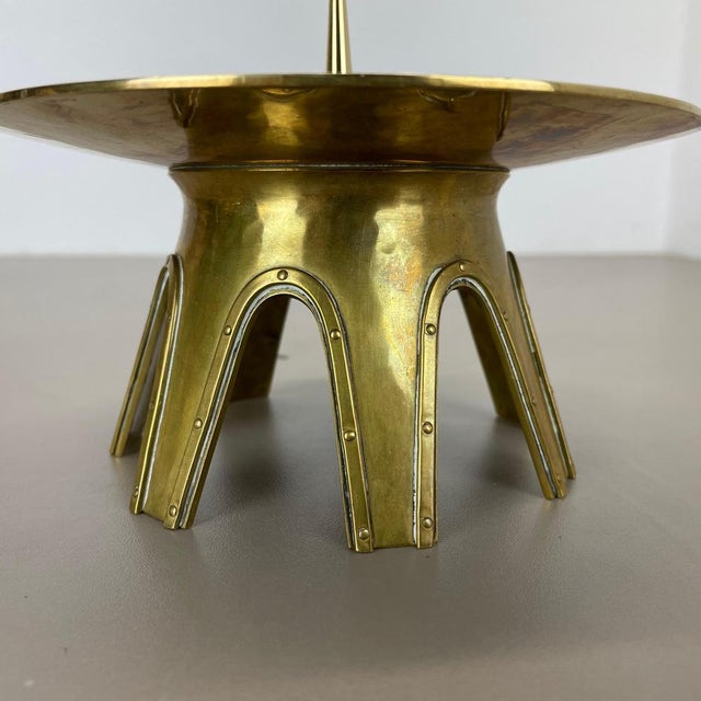 Modernist Brutalist Sculptural Brass Candleholder in the style of Auböck, Austria, 1950s For Sale - Image 14 of 18