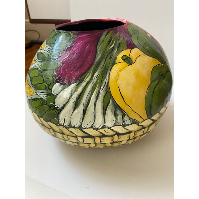 Wood Vintage Hand Painted/Signed by Artist Large Gourd For Sale - Image 7 of 12