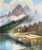 A 1930s mountain lake landscape oil painting by Joachim Lemke — unframed. Measures 19.75"W x 23.75"H. A serene alpine lake...