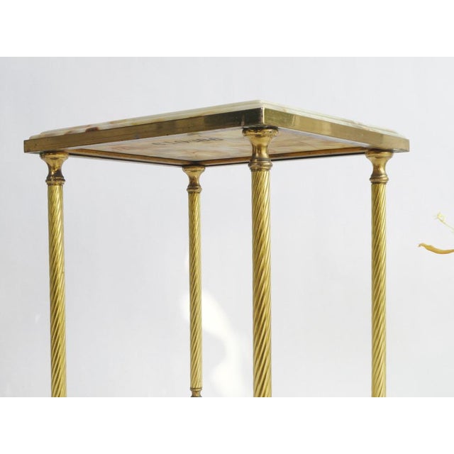 Metal Small Neoclassical French Side Table with Brass and Onyx, 1960s For Sale - Image 7 of 8
