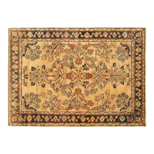 1920 Antique Persian Lilihan Oriental Rug, in Room Size, with Floral Elements