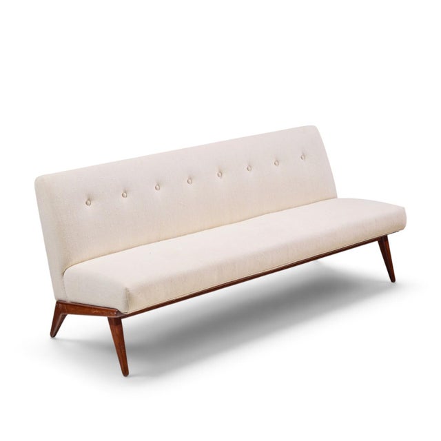 Jens Risom for Knoll Mid Century Walnut Settee Sofa For Sale - Image 9 of 9