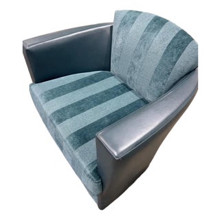 Striped Green, Contemporary, Bucket Swivel Chair For Sale