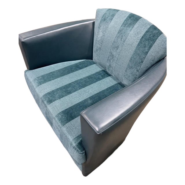 Striped Green, Contemporary, Bucket Swivel Chair For Sale