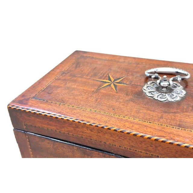 Georgian Mahogany Star Inlaid Tea Caddy, 1790 For Sale - Image 9 of 13
