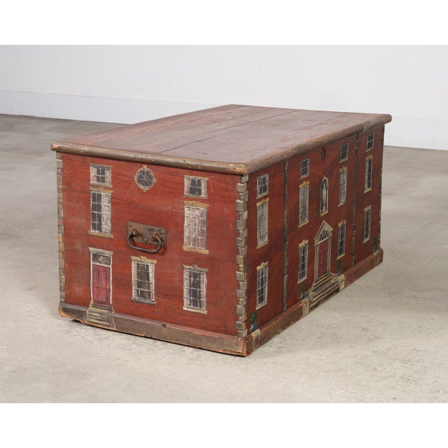 19th Century Country English Chest With House Facade Georgian Trunk For Sale - Image 12 of 18